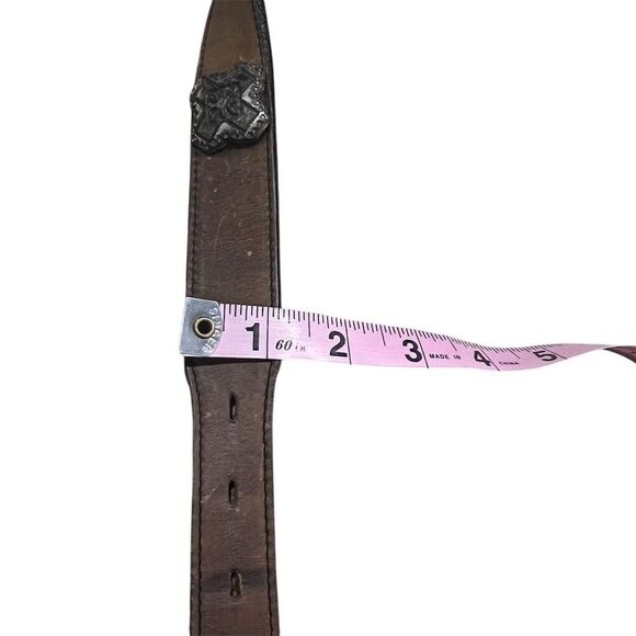 Men's Vintage Western Steer Head Concho Leather Belt Brown One Size - Picture 7 of 8